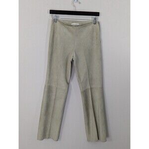 Bally Women's Leather Lambskin Beige Suede Pants Straight Stretch  Lined Sz 6